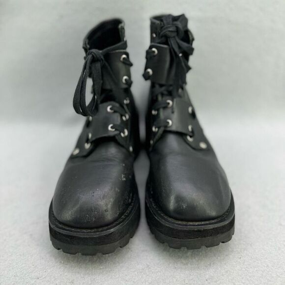 UNIF Black Leather Moto Combat Platform Lace Up Boot size 7 - Picture 6 of 13
